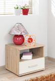 Nachttisch Superior in wei� und Sonoma Eiche Nachtkommode f�r Kinderzimmer / Jugendzimmer, 45 x 38 cm