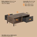 Couchtisch Oriana in Bronze und Rostoptik Beistelltisch 110 cm, Soft-Close