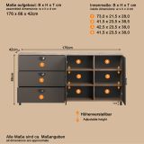 Sideboard Oriana in Bronze und Rostoptik Kommode 176 cm, Soft-Close