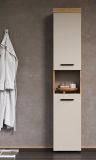 Badezimmer Hochschrank Celeste in Kaschmir und Evoke Eiche Badschrank 36 x 184 cm