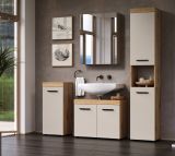 Badezimmer Hochschrank Celeste in Kaschmir und Evoke Eiche Badschrank 36 x 184 cm