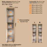 Badezimmer Hochschrank Celeste in Kaschmir und Evoke Eiche Badschrank 36 x 184 cm