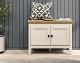 Garderobe Sitzbank Cozy in Kaschmir und Stein Eiche Landhaus Garderobenbank 76 cm, Soft-Close