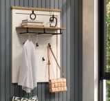 Garderobenpaneel Cozy in Kaschmir und Stein Eiche Landhaus Wandgarderobe 76 x 100 cm