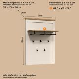 Garderobenpaneel Cozy in Kaschmir und Stein Eiche Landhaus Wandgarderobe 76 x 100 cm