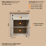 Flurkommode Cozy in Kaschmir und Stein Eiche Landhaus Schuhschrank 70 x 98 cm, Soft-Close