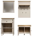 Garderobe Set 4-teilig Cozy in Kaschmir und Stein Eiche Landhaus Garderobenkombination 161 cm, Soft-Close