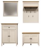 Garderobe Set 4-teilig Cozy in Kaschmir und Stein Eiche Landhaus Garderobenkombination 161 cm, Soft-Close