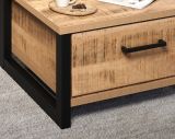 Couchtisch Loom in Mango und schwarz Beistelltisch quadratisch 80 x 80 cm