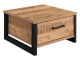 Couchtisch Loom in Mango und schwarz Beistelltisch quadratisch 80 x 80 cm
