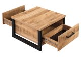 Couchtisch Loom in Mango und schwarz Beistelltisch quadratisch 80 x 80 cm