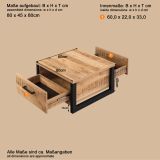 Couchtisch Loom in Mango und schwarz Beistelltisch quadratisch 80 x 80 cm