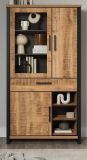 Vitrine Loom in Mango und schwarz Wohn- und Esszimmer Vitrinenschrank 106 x 195 cm