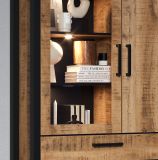 Vitrine Loom in Mango und schwarz Wohn- und Esszimmer Vitrinenschrank 106 x 195 cm