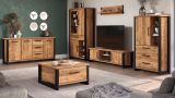 Vitrine Loom in Mango und schwarz Wohn- und Esszimmer Vitrinenschrank 106 x 195 cm