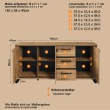 Sideboard Loom in Mango und schwarz Kommode 180 x 86 cm
