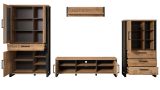 Wohnwand Loom in Mango und schwarz Wohnkombination 4-teilig 389 x 195 cm