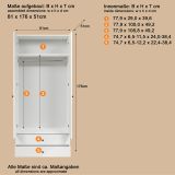 Kleiderschrank Purio in wei� Dreht�renschrank 2-t�rig 81 x 176 cm