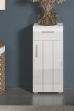 Badezimmer Kommode Bianco in wei� Hochglanz Badschrank 37 x 83 cm