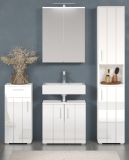 Badm�bel Set 4-teilig Bianco in wei� Hochglanz Badkombination 164 x 192 cm