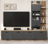 Wohnwand Groove in grau und Evoke Eiche Schrankwand 240 cm