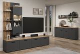 Wohnwand Groove in grau und Evoke Eiche Schrankwand 240 cm