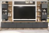 Wohnwand Groove in grau und Evoke Eiche Schrankwand 360 cm