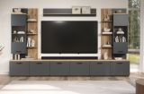 Wohnwand Groove in grau und Evoke Eiche Schrankwand 360 cm