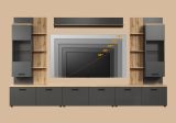 Wohnwand Groove in grau und Evoke Eiche Schrankwand 360 cm