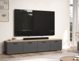 TV-Lowboard Groove in grau und Evoke Eiche TV Unterteil 240 cm