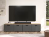 TV-Lowboard Groove in grau und Evoke Eiche TV Unterteil 240 cm