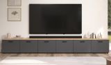 TV-Lowboard Groove in grau und Evoke Eiche TV Unterteil 360 cm