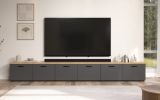 TV-Lowboard Groove in grau und Evoke Eiche TV Unterteil 360 cm