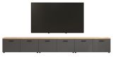 TV-Lowboard Groove in grau und Evoke Eiche TV Unterteil 360 cm