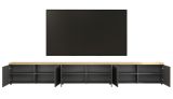 TV-Lowboard Groove in grau und Evoke Eiche TV Unterteil 360 cm