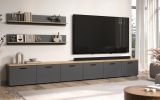 Wohnwand Groove in grau und Evoke Eiche Schrankwand 360 cm