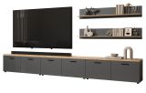 Wohnwand Groove in grau und Evoke Eiche Schrankwand 360 cm