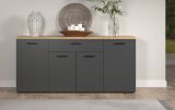 Sideboard Groove in Grau mit Evoke Eiche, 4-t�rige Kommode 180 x 85 cm