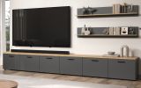 Wandboard Groove in grau und Evoke Eiche Wandregal 167 x 25 cm