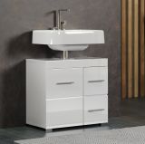 Badezimmer Waschbeckenunterschrank Adamo in wei� Hochglanz Badschrank 60 x 56 cm