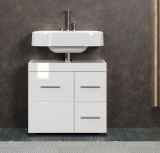 Badezimmer Waschbeckenunterschrank Adamo in wei� Hochglanz Badschrank 60 x 56 cm