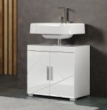 Badezimmer Waschbeckenunterschrank Adamo in wei� Hochglanz Badschrank 2-t�rig 60 x 56 cm