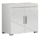 Badezimmer Waschbeckenunterschrank Adamo in wei� Hochglanz Badschrank 2-t�rig 60 x 56 cm