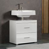 Badezimmer Waschbeckenunterschrank Adamo in wei� Hochglanz Badschrank 60 x 56 cm
