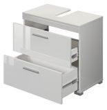 Badezimmer Waschbeckenunterschrank Adamo in wei� Hochglanz Badschrank 60 x 56 cm
