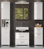 Badezimmer Badm�bel Set Adamo in wei� Hochglanz Badkombination 5-teilig 163 x 190 cm