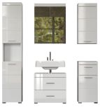 Badezimmer Badm�bel Set Adamo in wei� Hochglanz Badkombination 5-teilig 163 x 190 cm