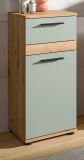 Badezimmer Kommode Bailey in Salbei und Artisan Eiche Badschrank 35 x 79 cm
