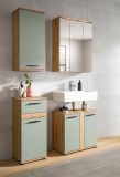 Badezimmer Kommode Bailey in Salbei und Artisan Eiche Badschrank 35 x 79 cm