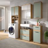 Badezimmer Kommode Bailey in Salbei und Artisan Eiche Badschrank 35 x 79 cm